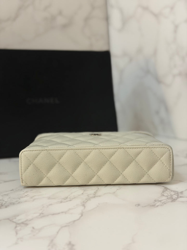 CHANEL 25B 2025 Light Grey Caviar LGHW Long Vanity Bag with Detachable Chain