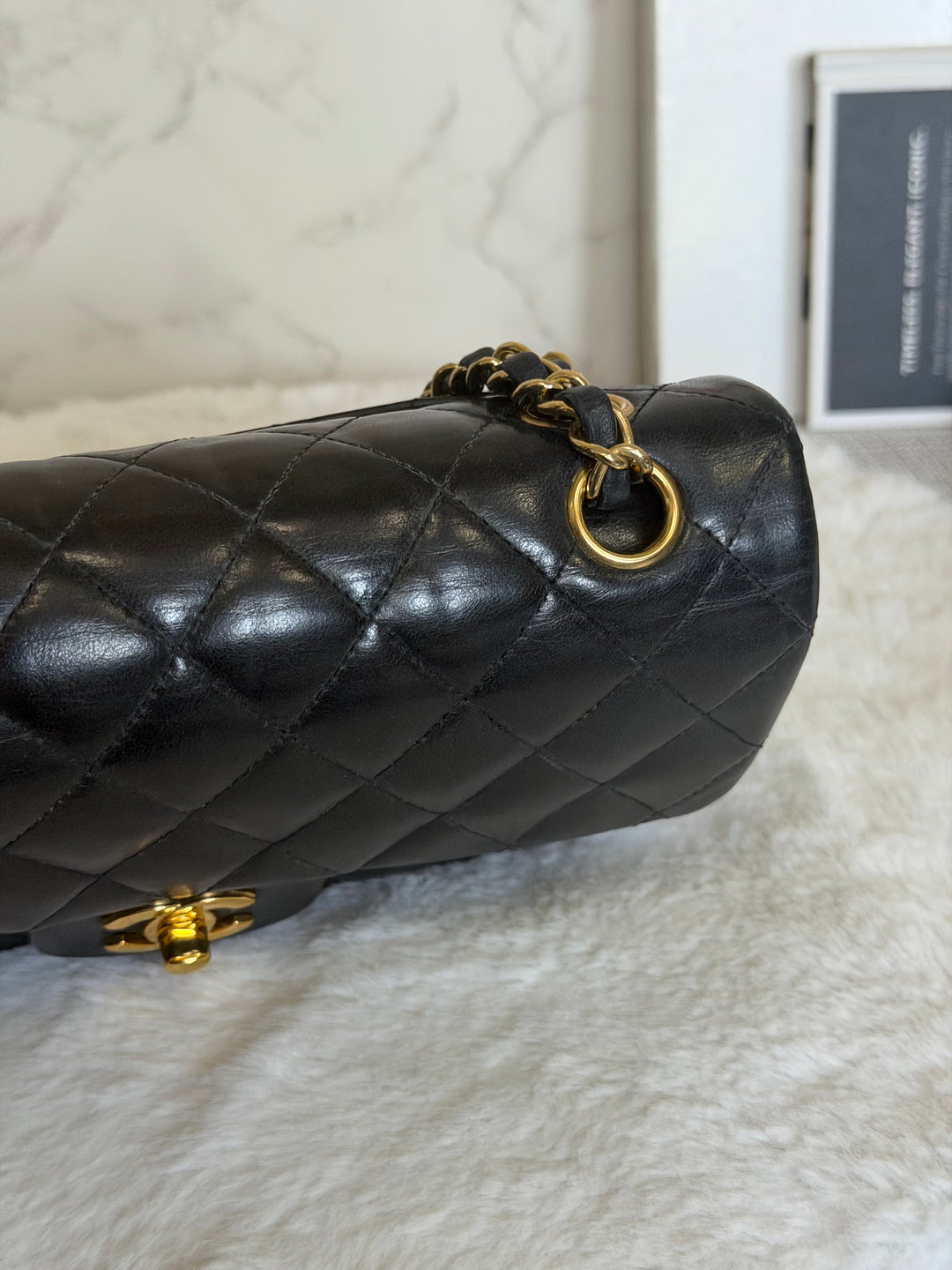CHANEL Vintage series 11 Black Lambskin 24K GHW Small Timeless Classic Double Flap Bag