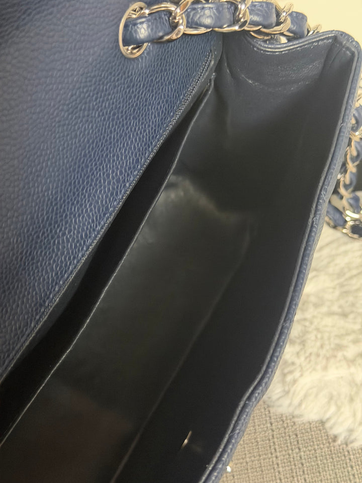 CHANEL series 13 Navy Caviar SHW Timeless Classic Jumbo Single Flap Bag 2010