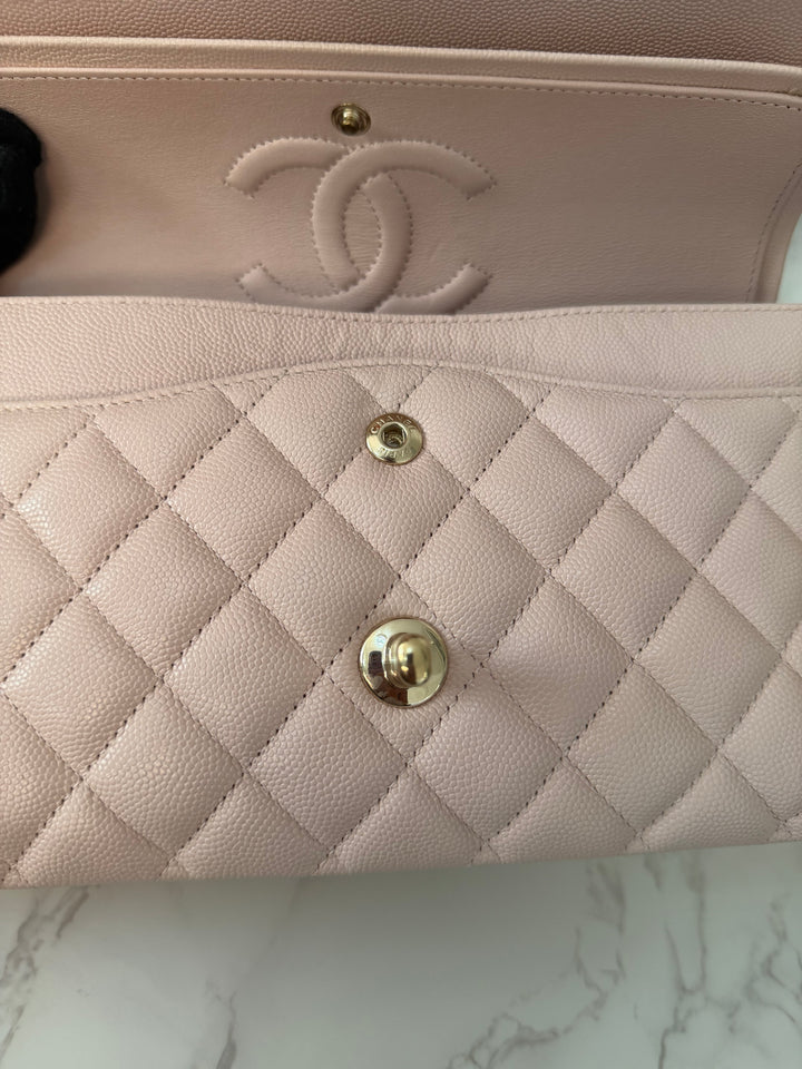 CHANEL 21C 2021 Rose Clair Caviar LGHW Medium ML 11.12 Timeless Classic Double Flap Bag