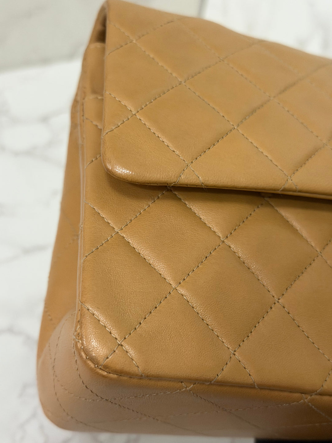 CHANEL series 4 Vintage 24K GHW Dark Beige Lambskin Timeless Classic Medium Double Flap Bag