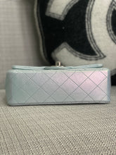 Load image into Gallery viewer, Chanel 21K collection 2021 Iridescent Light Blue Calf skin SHW Mini Rectangular Flap Bag
