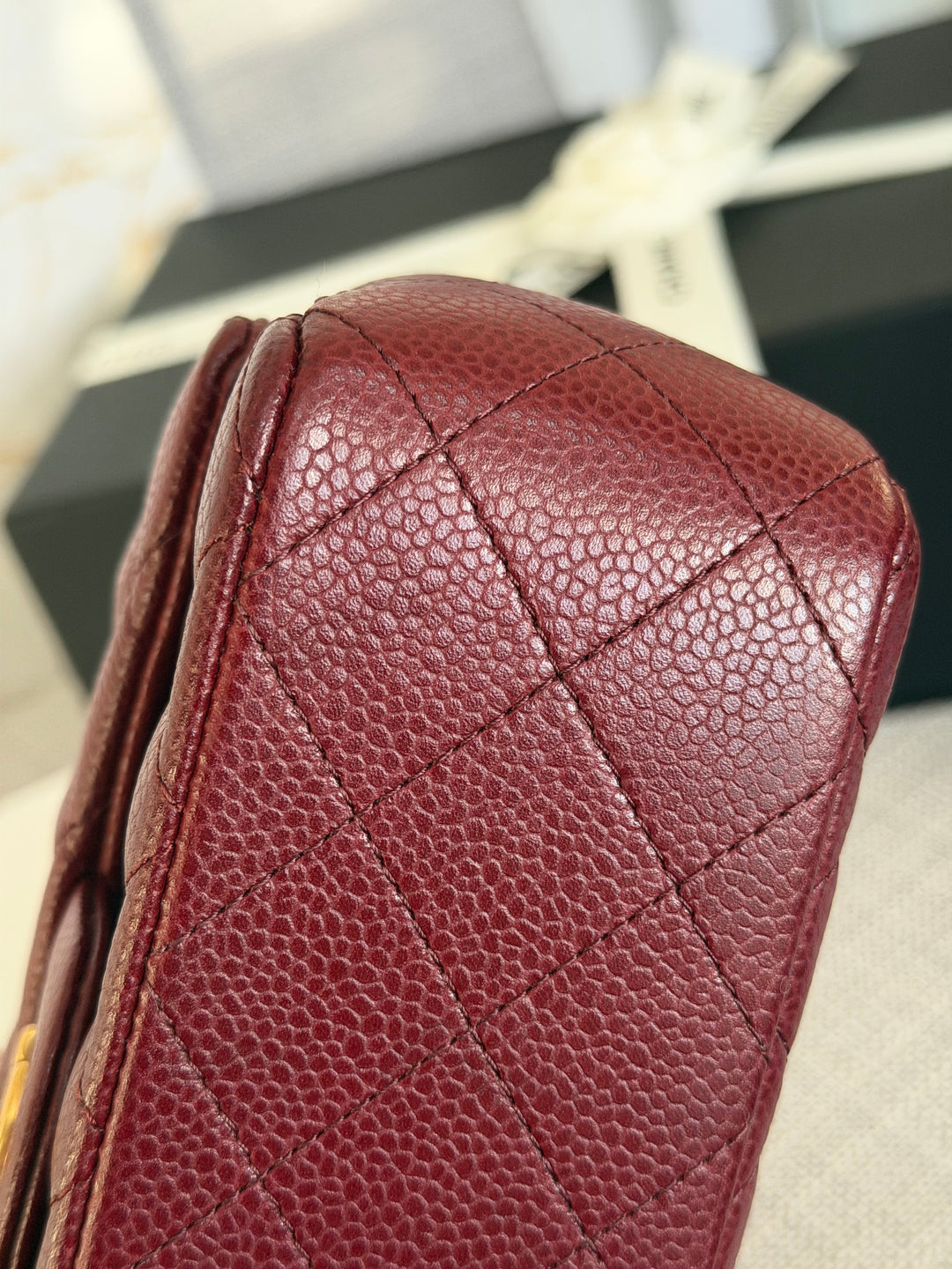 CHANEL series 21 15B collection Burgundy Caviar GHW Mini Rectangular Flap Bag 2015 RARE