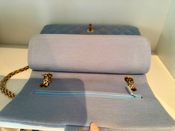CHANEL Light Blue Jersey Reissue Flap Bag GHW
