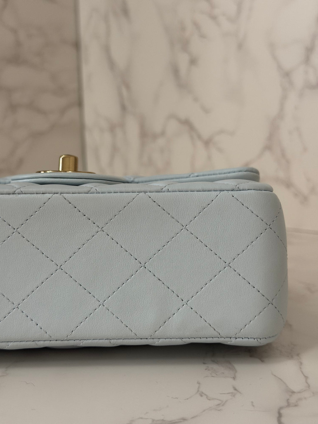 CHANEL 25S collection 2025 Light Baby Blue Lambskin LGHW Mini Rectangular Flap Bag