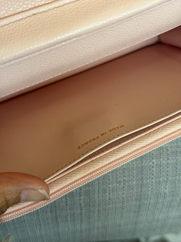 CHANEL Light pink/Nude pink caviar LGHW Classic Wallet on chain (WOC) 2024