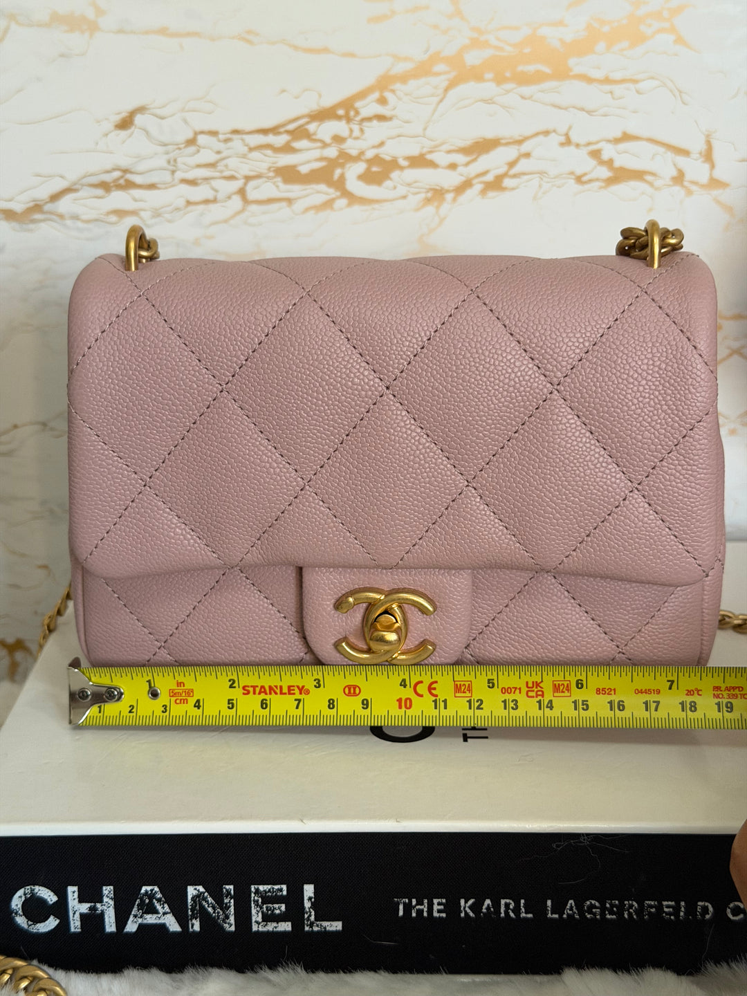 CHANEL 24P Muted Mauve Pink Caviar Heart Adjustable Chain Flap Bag with aged GHW 2024