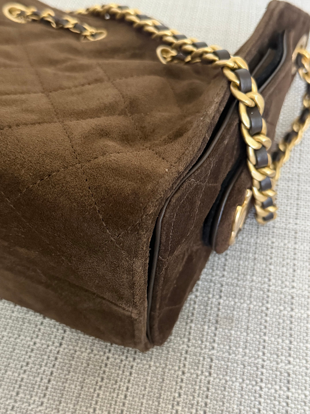 CHANEL 26C collection 2025/2026 Brown Suede Leather Mini 25 Hobo Bag with aged GHW