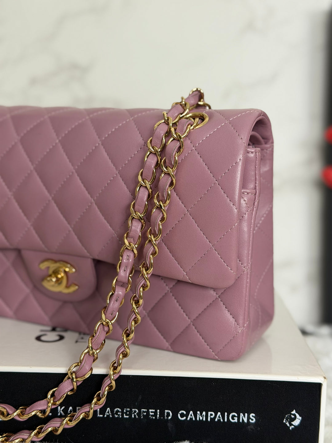 CHANEL series 21 Mauve Pink Purple Lambskin LGHW Medium ML Timeless Classic Double Flap Bag 2015