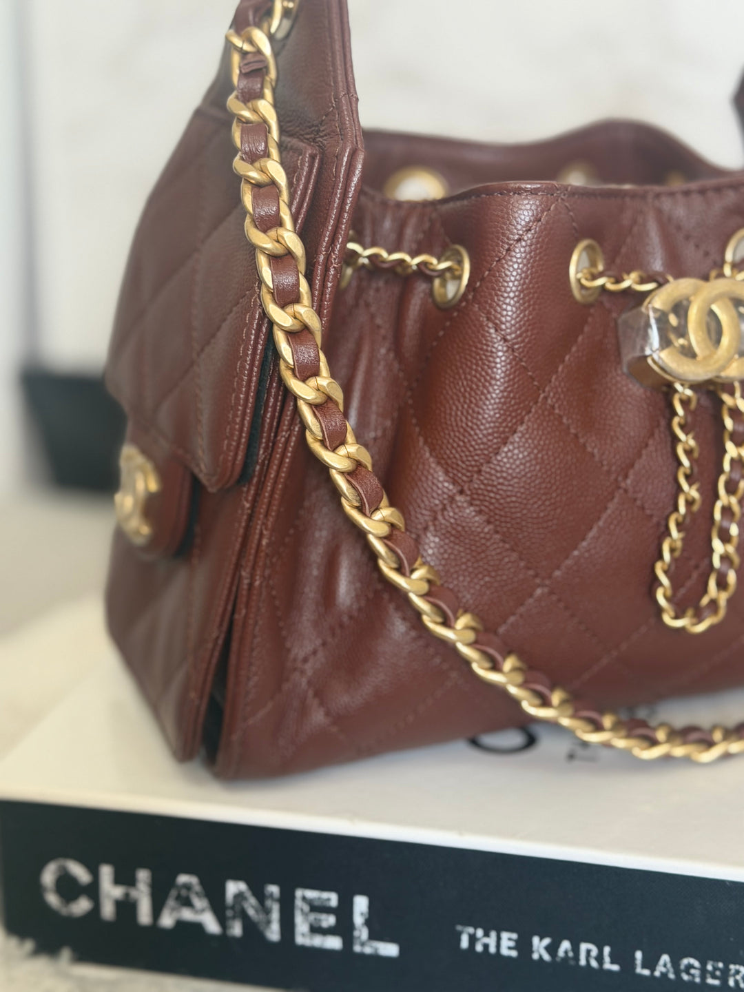 CHANEL 26S Brown Caviar Mini 25 Hobo Bag with Aged GHW 2026