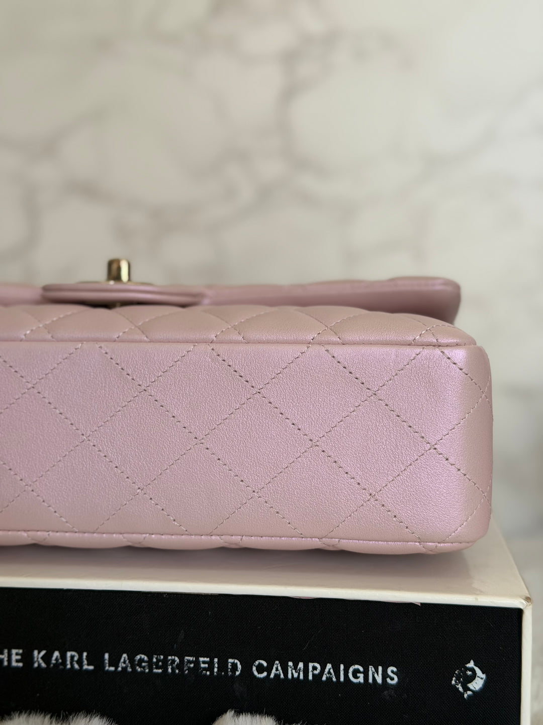 CHANEL 21S iridescent Pink Calf Skin LGHW Medium ML Timeless Classic Double Flap Bag series 31 2021