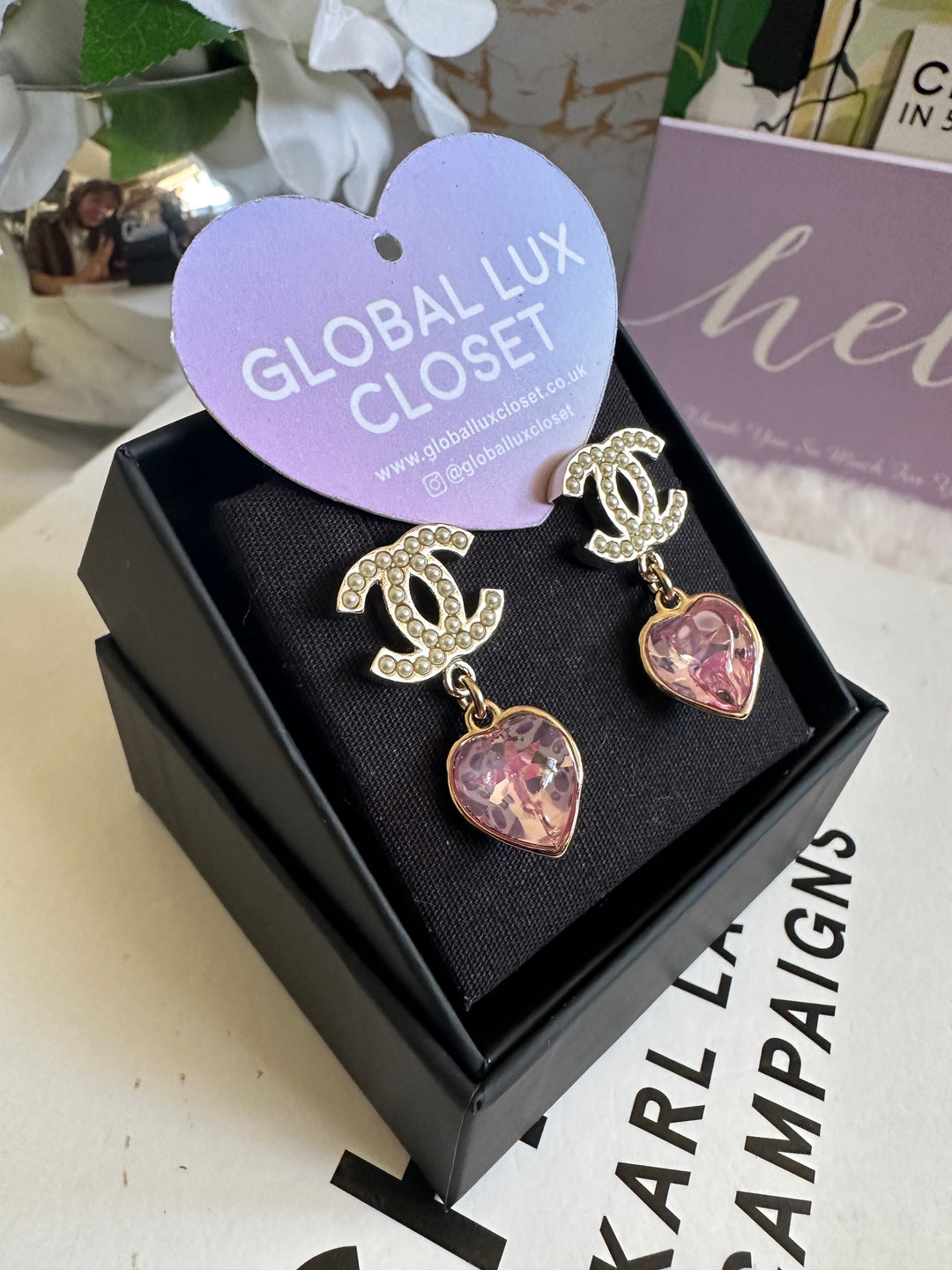 Chanel 22B Heart Gold Tone Earrings