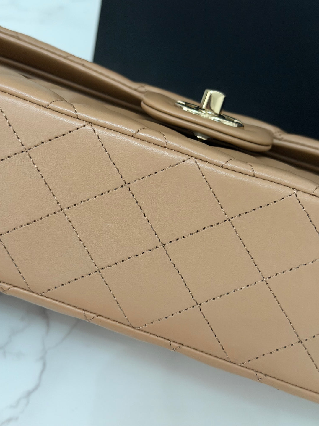 CHANEL 22K collection 2022 Dark Beige Lambskin LGHW Medium ML Timeless Classic Double Flap Bag