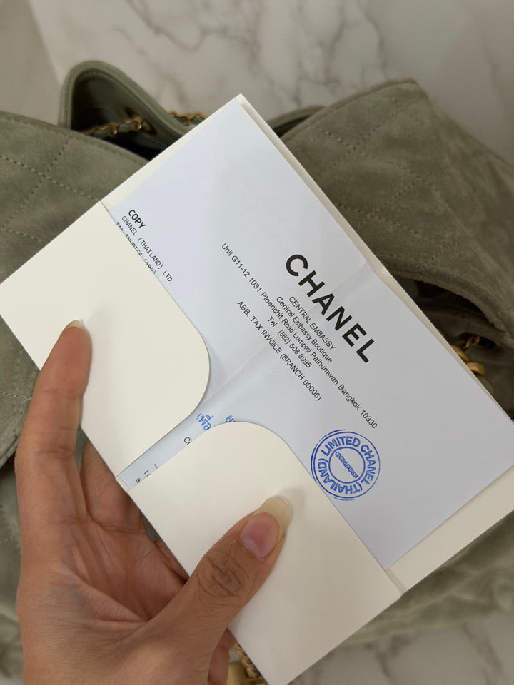 CHANEL 25C 2025 Khaki Suede Aged GHW 25 Hobo Bag size Medium