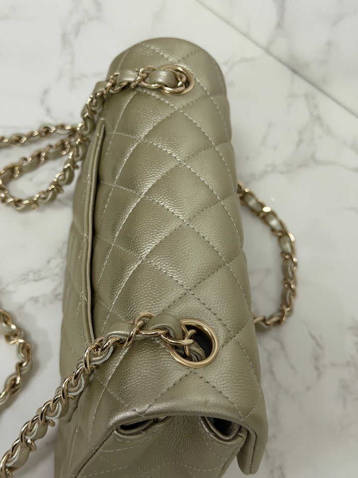 CHANEL series 23 Champagne Gold Caviar LGHW Mini Rectangular Flap Bag