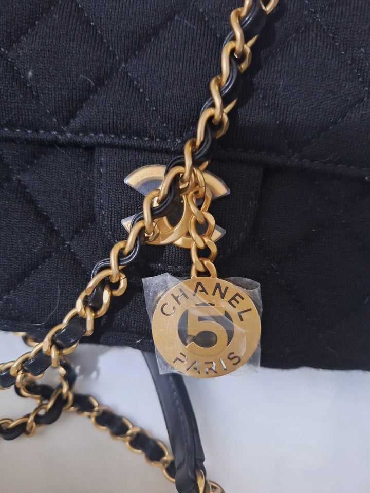 CHANEL Jersey Wavy Hobo Bag with Aged GHW Size Small