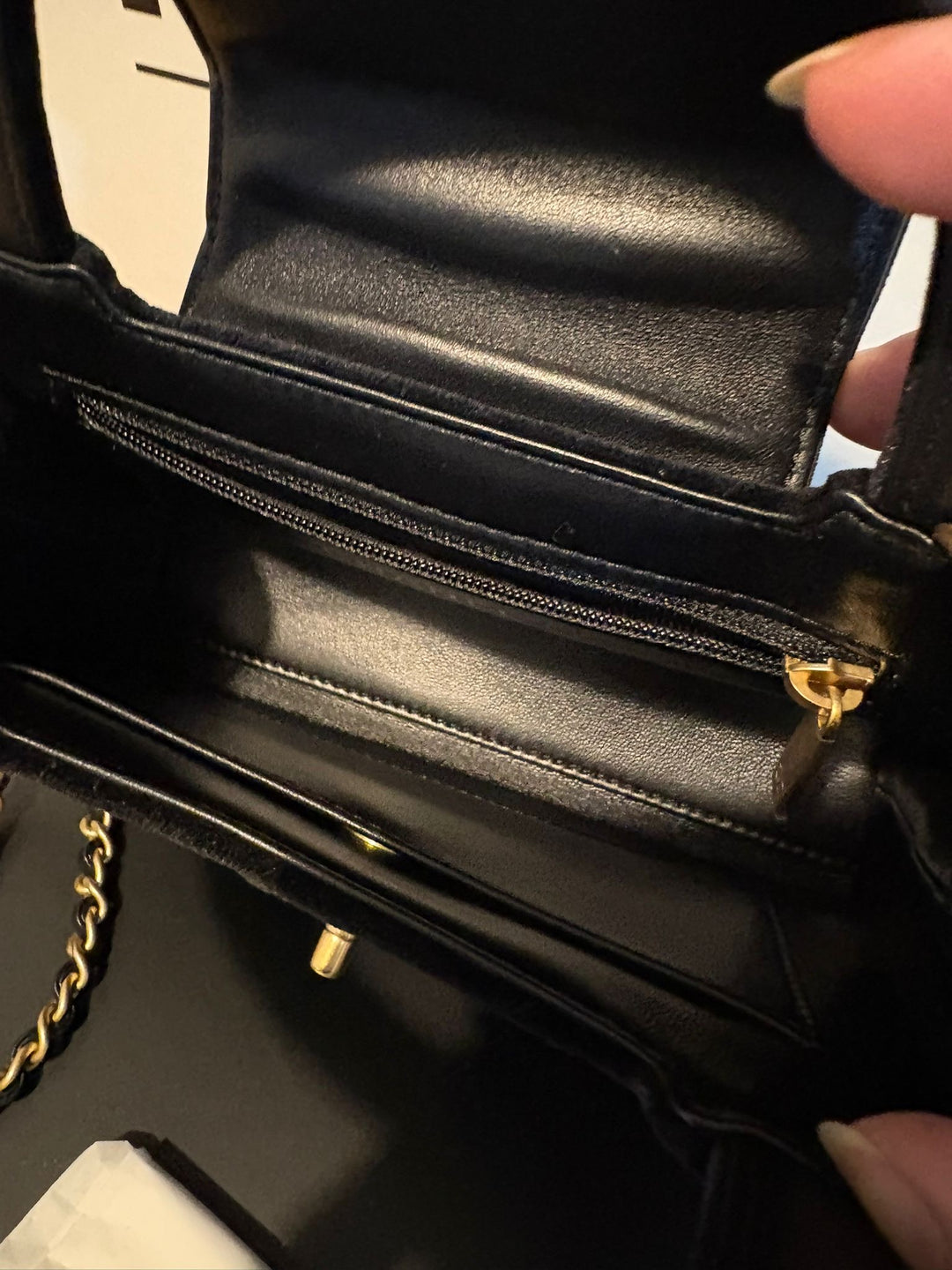 CHANEL Black Velvet Kelly Shopping Bag size SMALL aged GHW 19 cms fits iPhone pro Max 2025