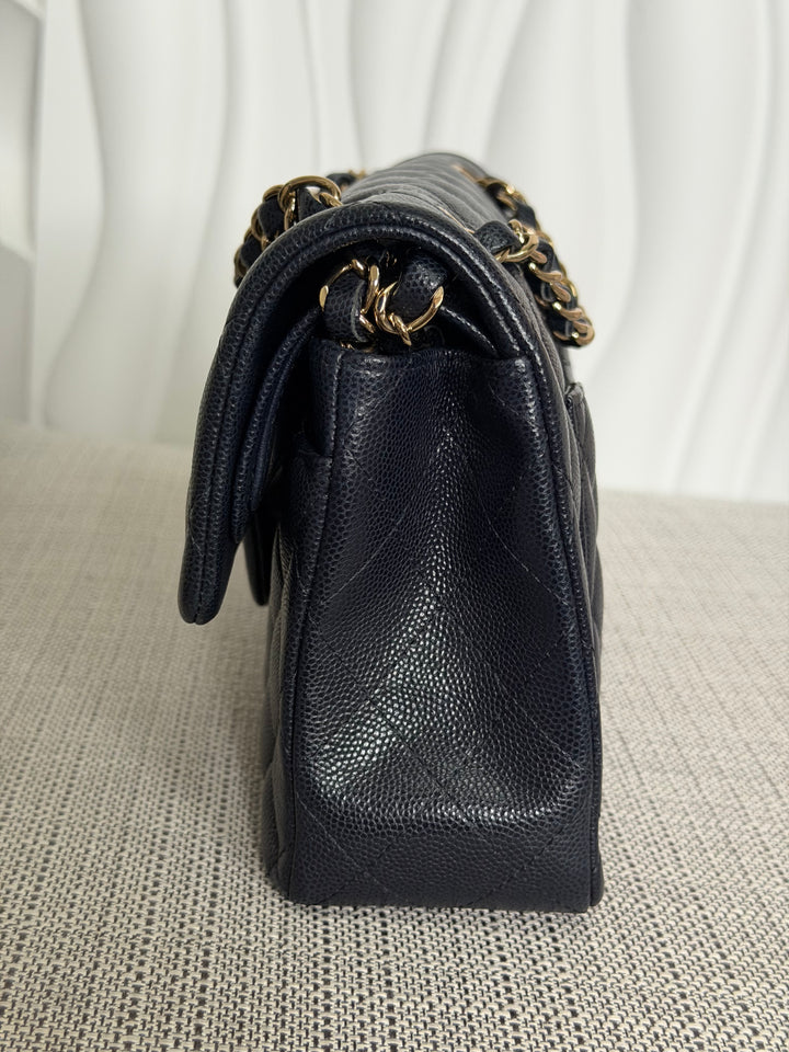 CHANEL series 30 Dark Navy Caviar LGHW Small Timeless Classic Double Flap Bag 2020