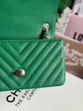 Load image into Gallery viewer, Chanel series 24 (2017) Green Caviar SHW Chevron Mini Rectangular Flap Bag

