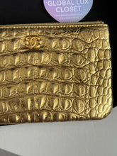 Load image into Gallery viewer, Chanel 19A Gold Calf skin Croc Embossed Mini O Case with Aged GHW
