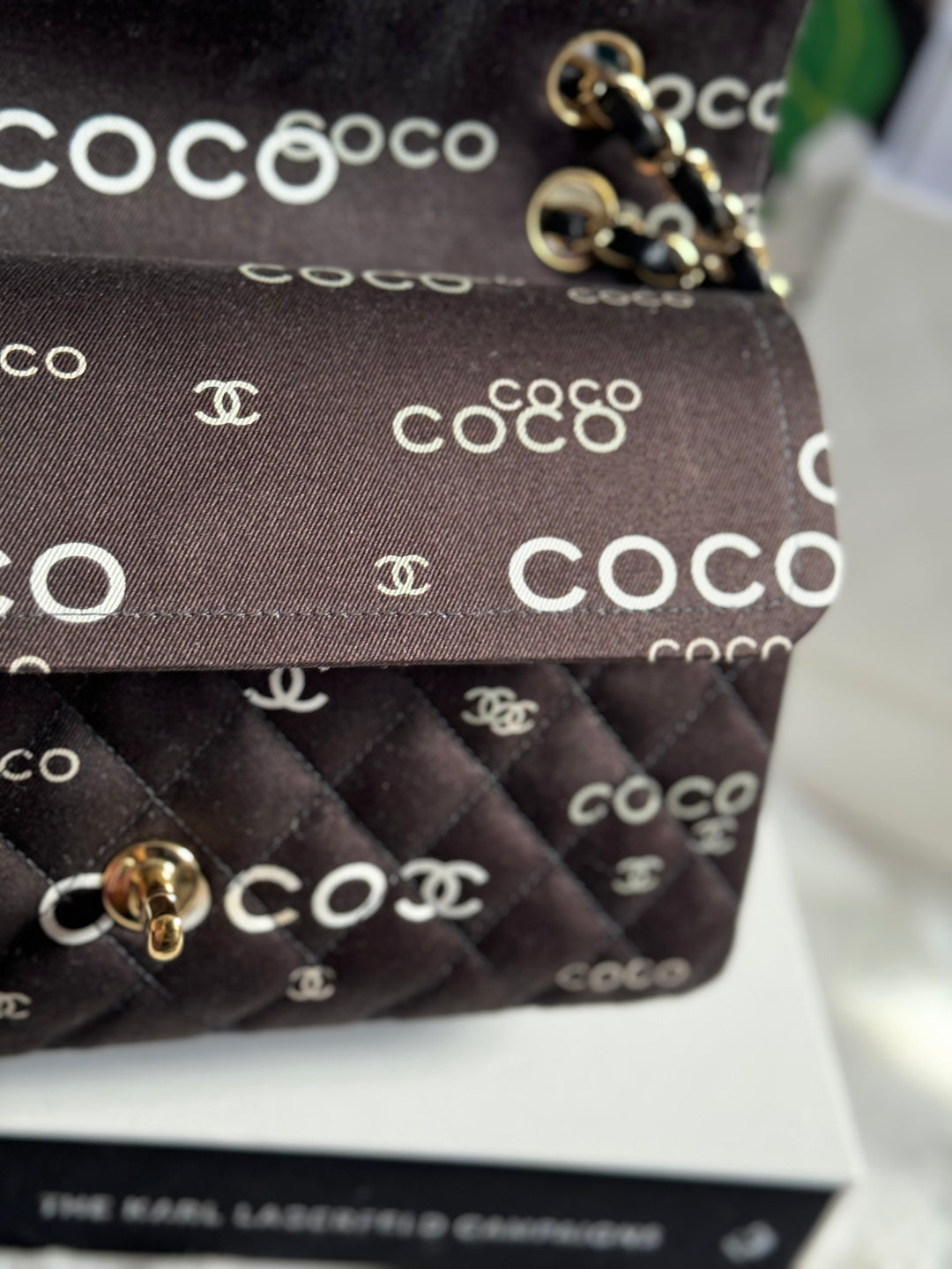 Chanel series 7 2002/2003 Black Canvas Quilted COCO Medium Classic Flap Light Gold Hardware