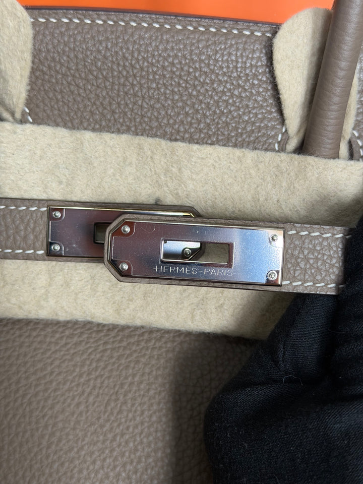 Hermès Etoupe Togo Leather PHW Birkin 30 Stamp A 2017