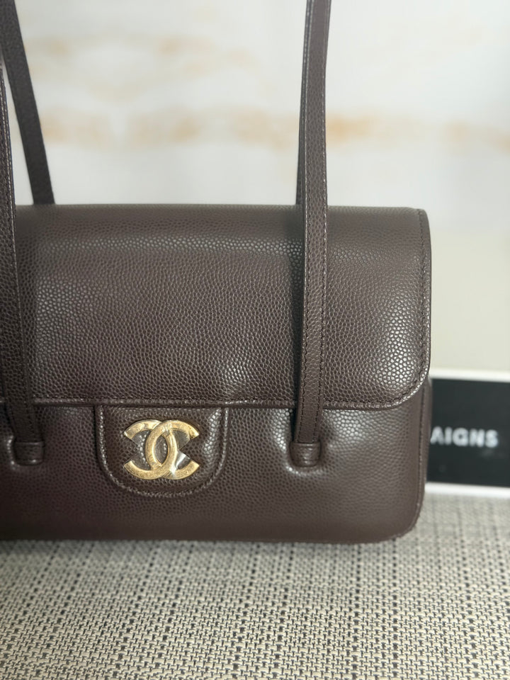 CHANEL Brown Caviar Preppy Mini 26S 2026 with Aged GHW 17 cms