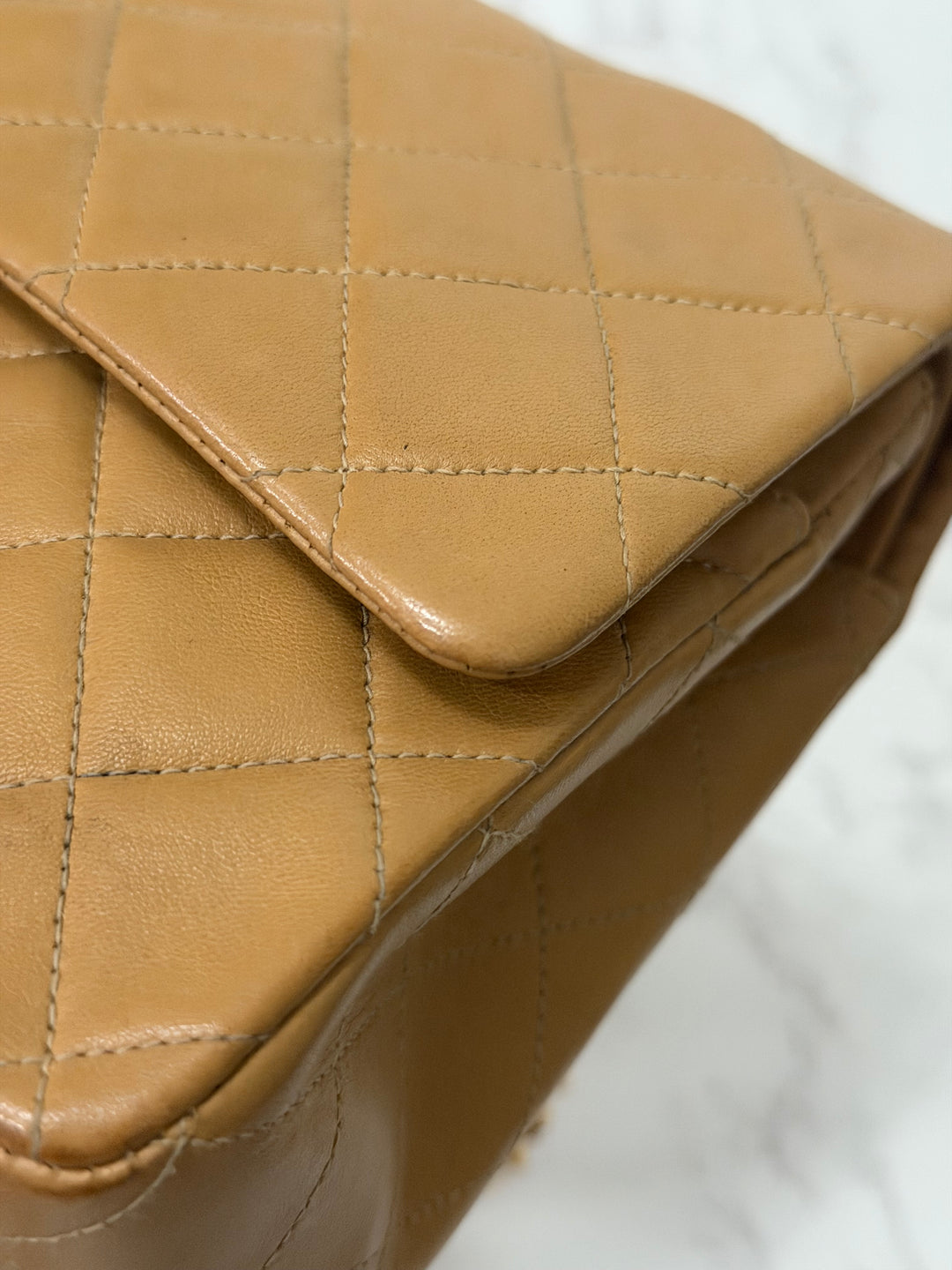 CHANEL series 4 Vintage 24K GHW Dark Beige Lambskin Timeless Classic Medium Double Flap Bag