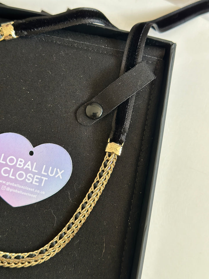 Chanel Chain Tie Choker Gold Tone Necklace