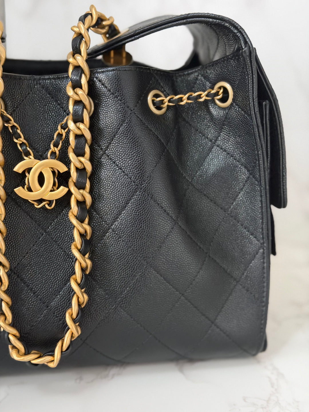 CHANEL 25 2025 size SMALL in Black Caviar Aged GHW Hobo Bag
