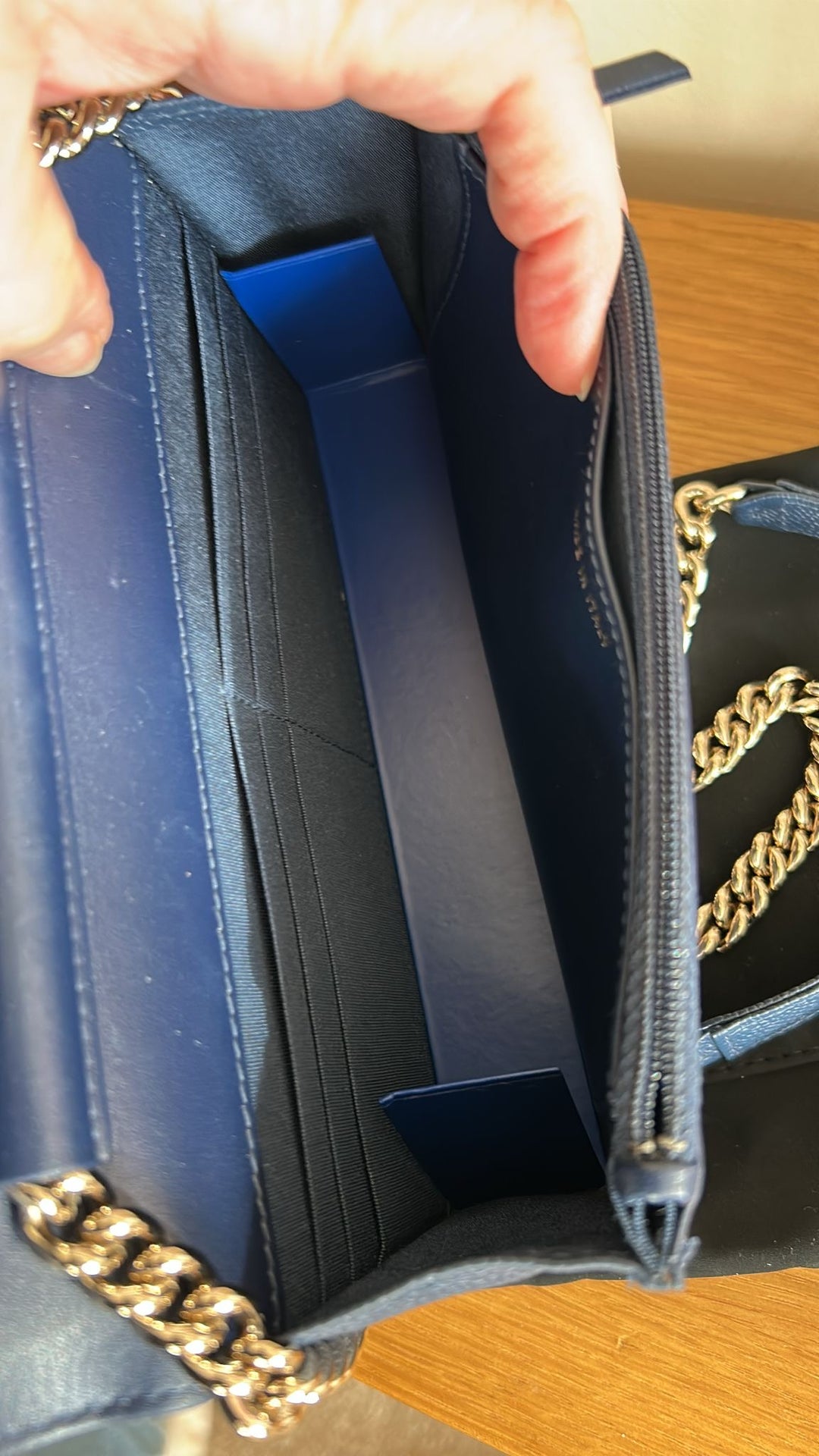 CHANEL series 28 Navy caviar LGHW Boy Wallet On Chain (WOC)