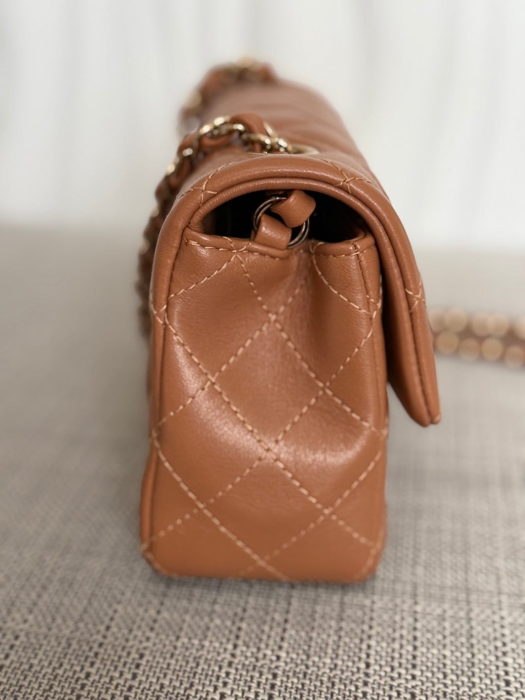CHANEL 22S collection Caramel Brown NB356 Lambskin LGHW Mini Rectangular Flap Bag 2022