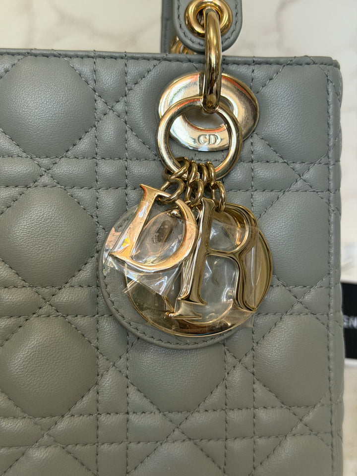 DIOR Lady Dior Grey Lambskin ABCDior size Small 2022 LGHW