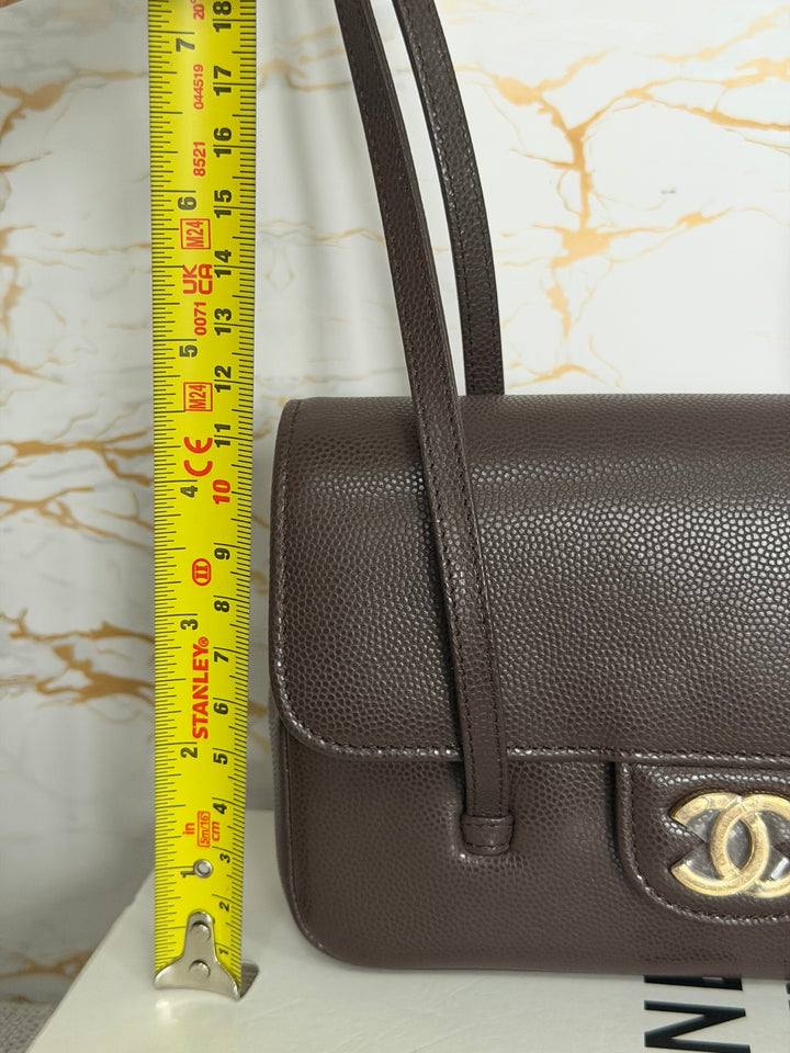 CHANEL Brown Caviar Preppy Mini 26S 2026 with Aged GHW 17 cms