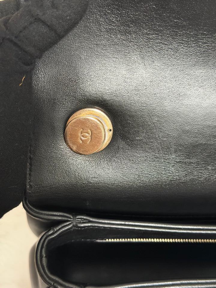 CHANEL Black Lambskin LGHW Trendy CC Flap Bag size SMALL with Non detachable Shoulder strap 2023