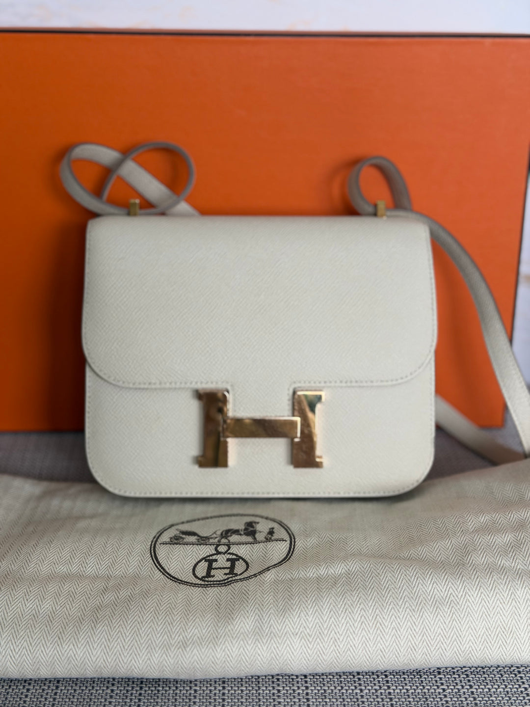 Hermès Constance 18 Mini Constance Craie Epsom Leather RGHW