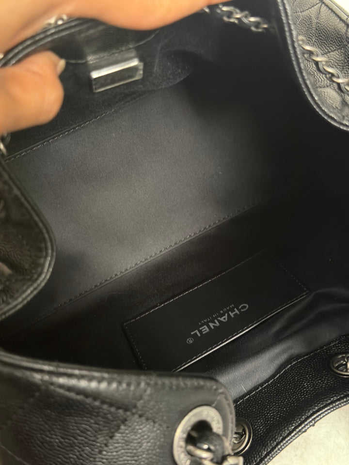 CHANEL 25 Hobo Bag Size SMALL in Black Caviar Ruthenium Hardware 2026