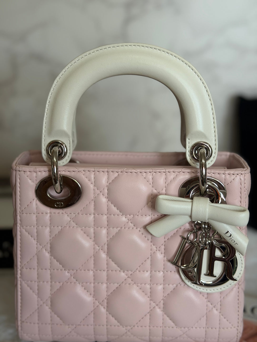 DIOR Mini Lady Dior Two Tone Latte and Rose Tendre SHW 2025