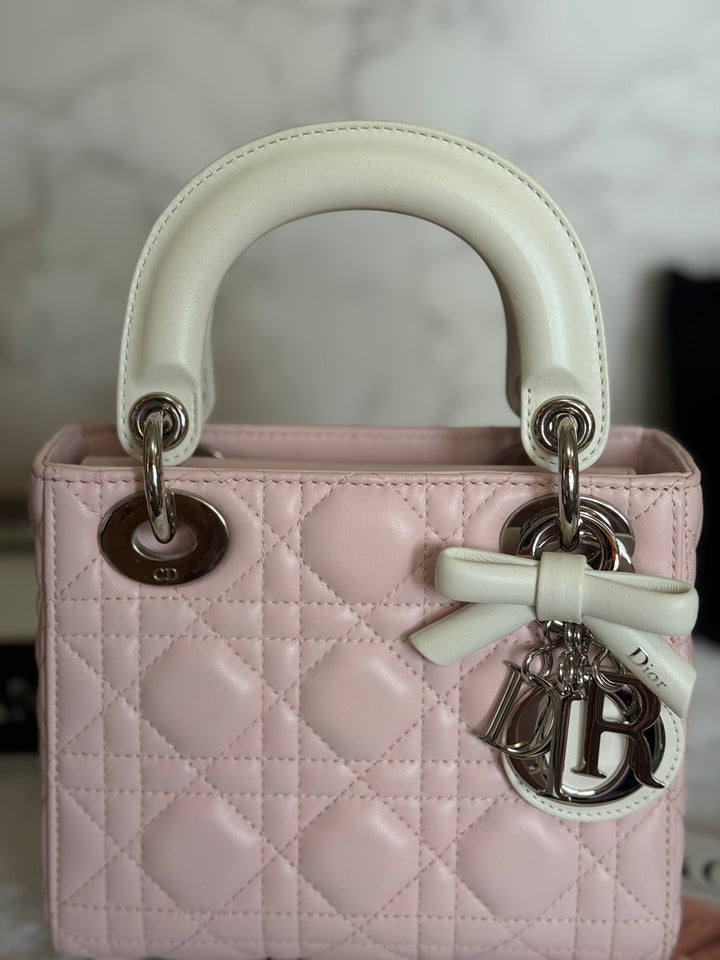 DIOR Mini Lady Dior Two Tone Latte and Rose Tendre SHW 2025