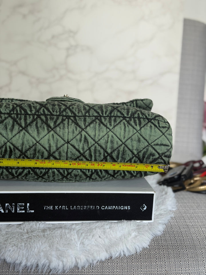 CHANEL 20C series 29 Green Denim Jumbo SHW Denimpression Flap Bag 2020