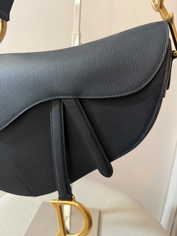 DIOR Saddle Flap Bag GHW Size Medium with Guitar Strap 2020