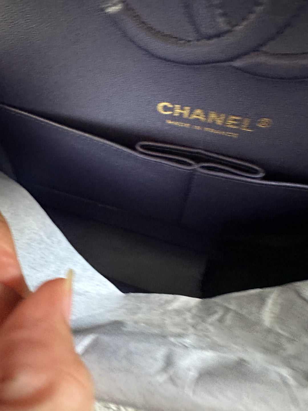 Chanel 22P Iridescent Purple Caviar LGHW Medium ML Timeless Classic Double Flap Bag