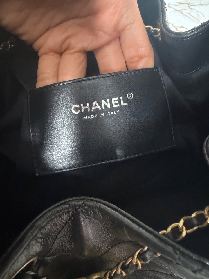 CHANEL Black Shiny Calf Skin Mixed Hardware 25 Hobo Bag size SMALL 2025/2026