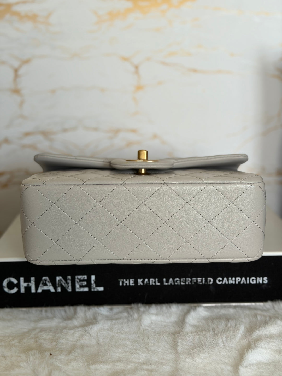 CHANEL Grey Lambskin Aged GHW Top Handle Mini Rectangular Flap Bag 2021 21A collection