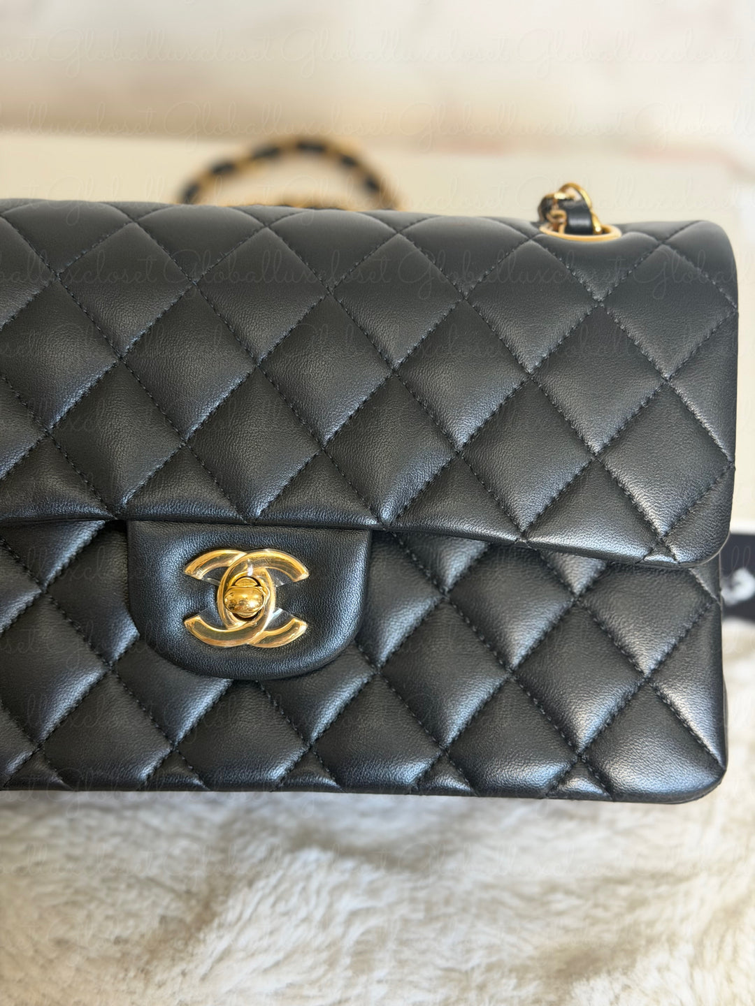 CHANEL Black Lambskin GHW SMALL Timeless Classic Double Flap Bag 2022 Microchipped