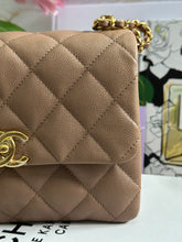 Load image into Gallery viewer, Chanel 22K Pre Fall/Winter 2022 Collection Dark Beige Caviar Aged GHW Coco First Mini Flap Bag
