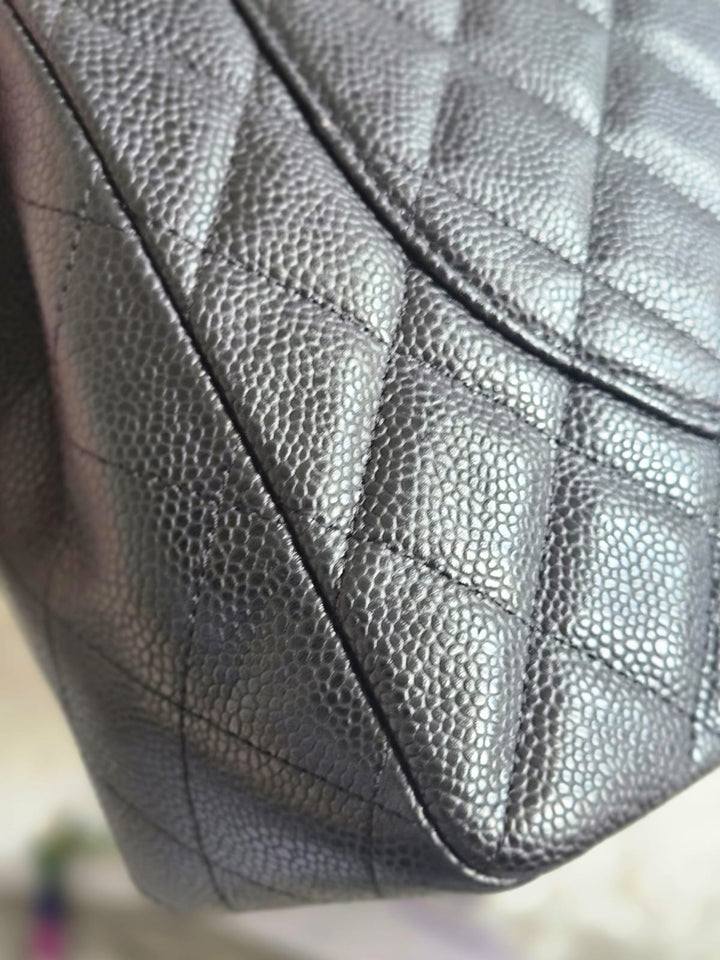 Chanel series 13 2010 Black Caviar Maxi Single Flap Bag with GHW