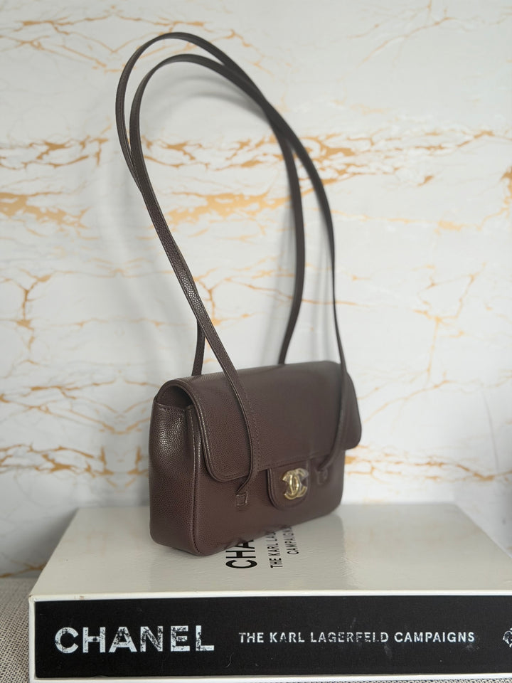 CHANEL Brown Caviar Preppy Mini 26S 2026 with Aged GHW 17 cms