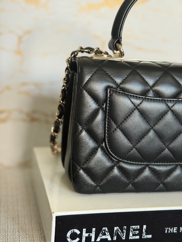 CHANEL Black Lambskin LGHW Trendy CC Flap Bag size MINI 8 inches with detachable Strap 2023/2024