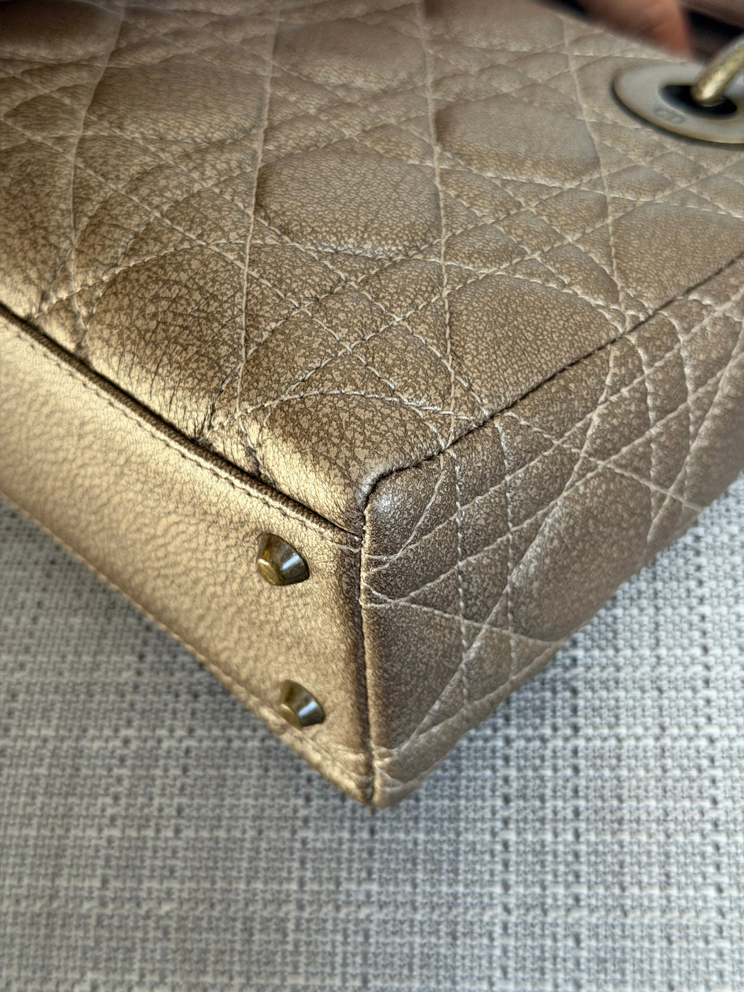 Dior Lady Dior Mini In Bronze Lambskin Bronze Hardware 2007